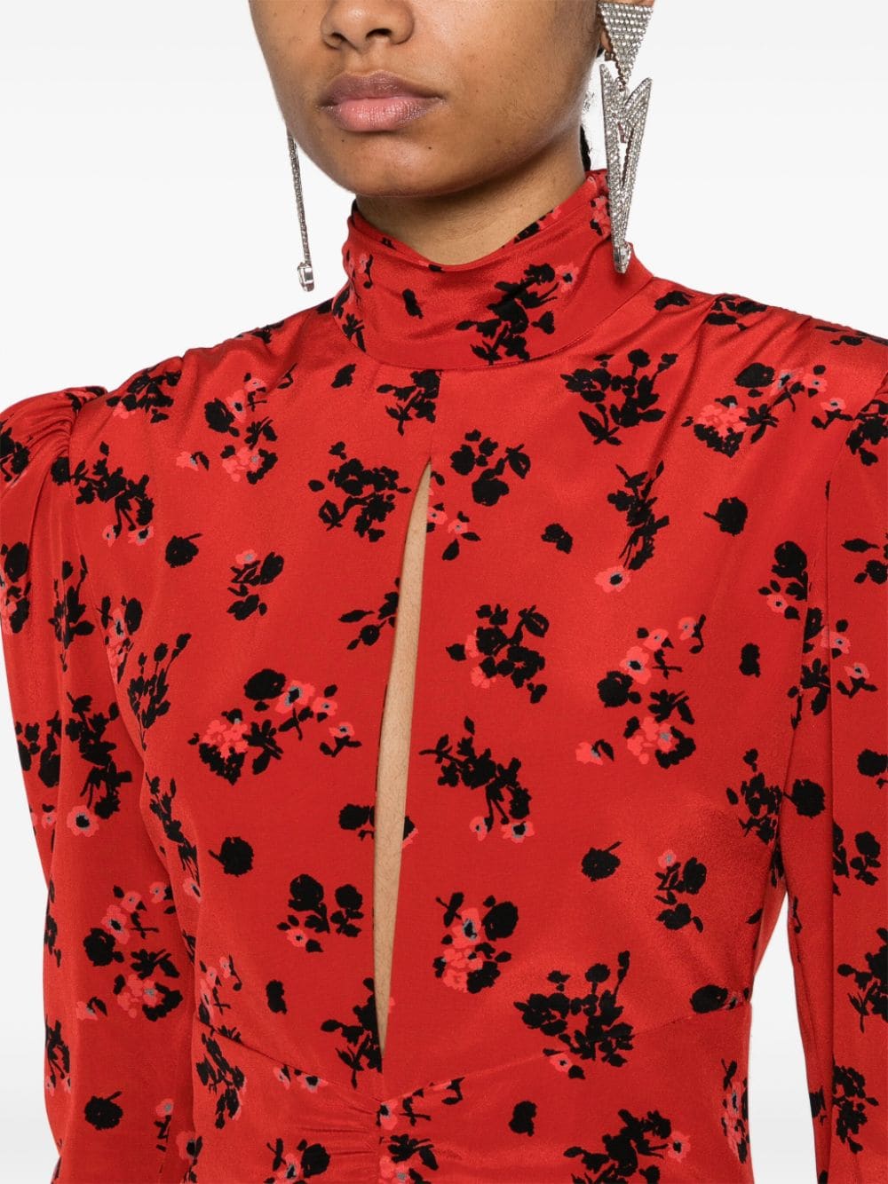 Red Floral print mini dress women ALESSANDRA RICH